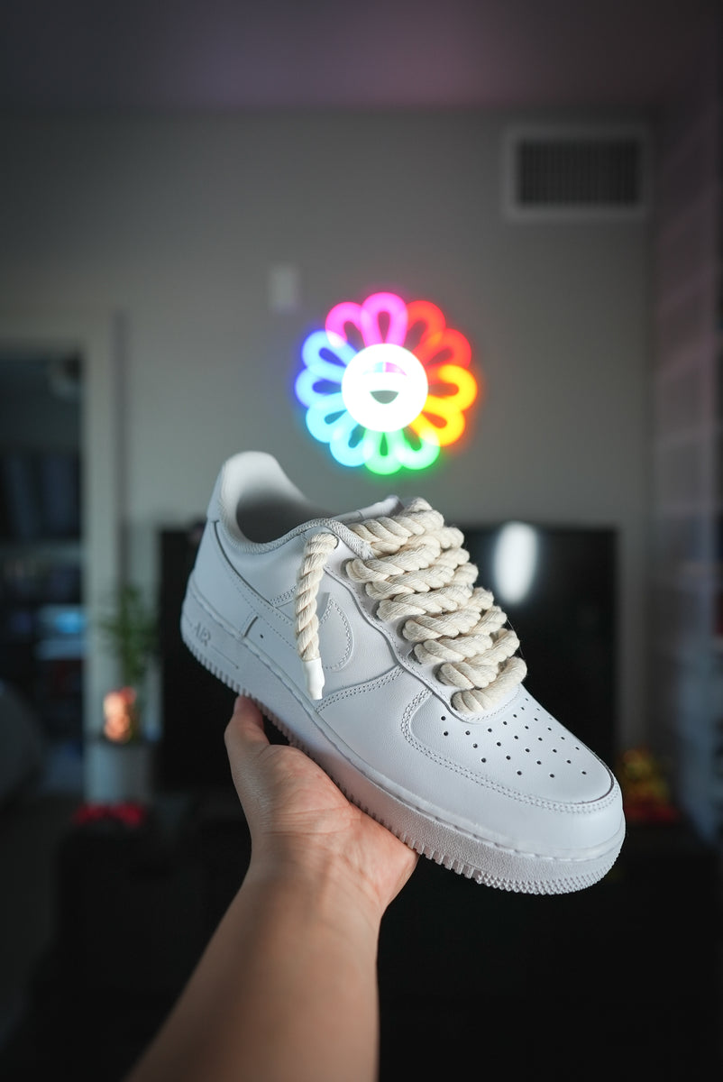 Nike Air Force 1 Low With Grey Rope Laces White Custom Unisex Shoes All  Sizes