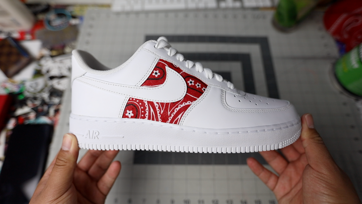 Air force 1 discount custom red bandana